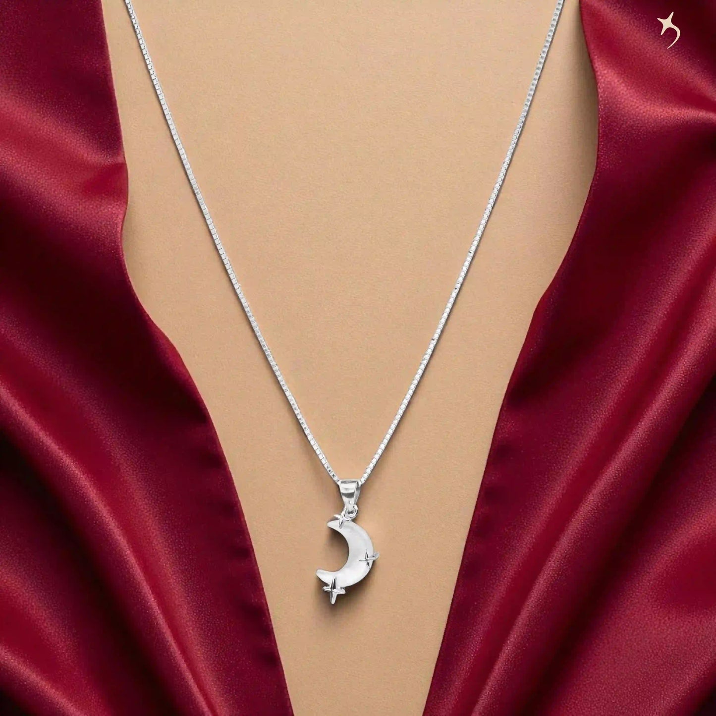 Lunar Glow Crescent Moon Necklace - 925 Silver