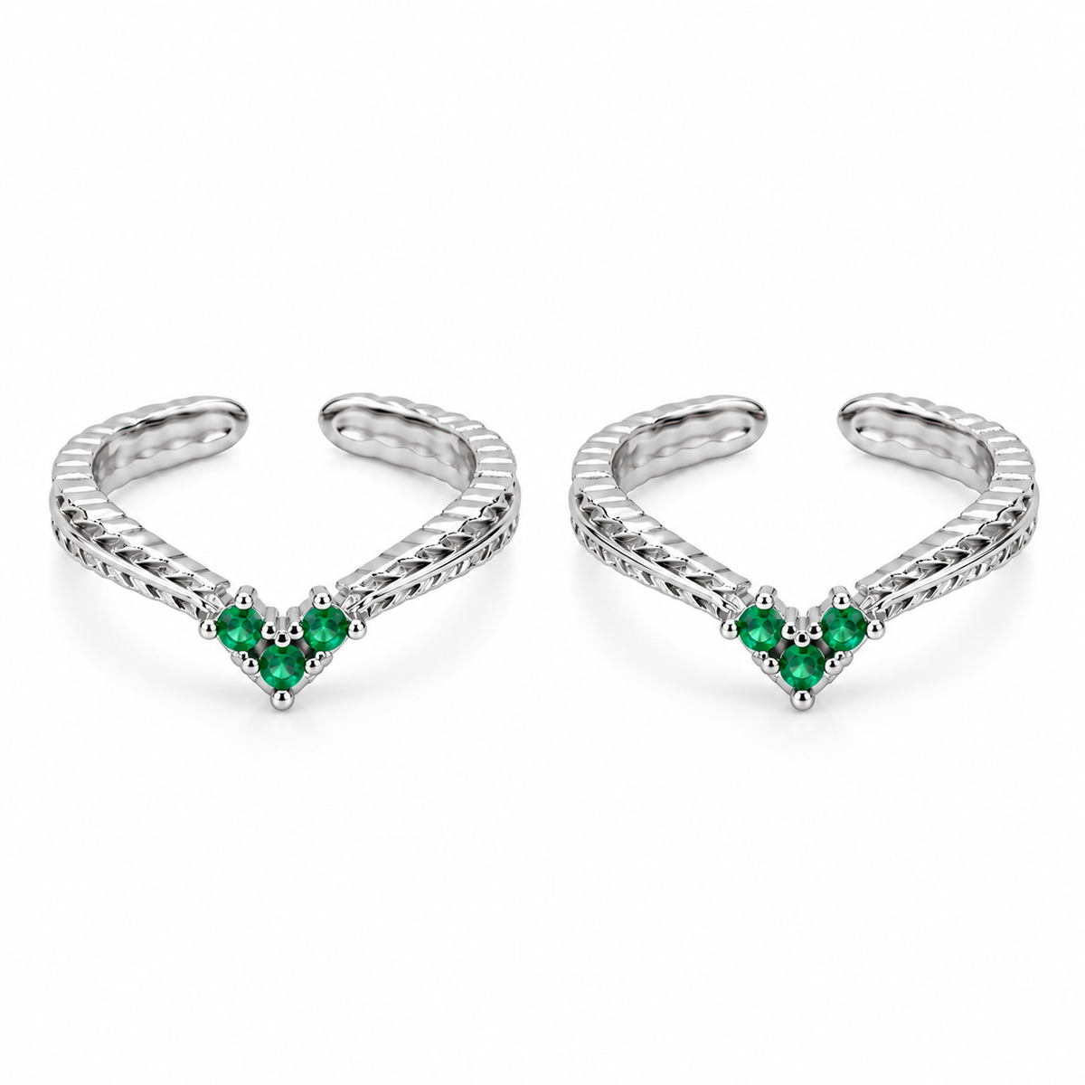 Emerald Whisper Gold Toe Rings