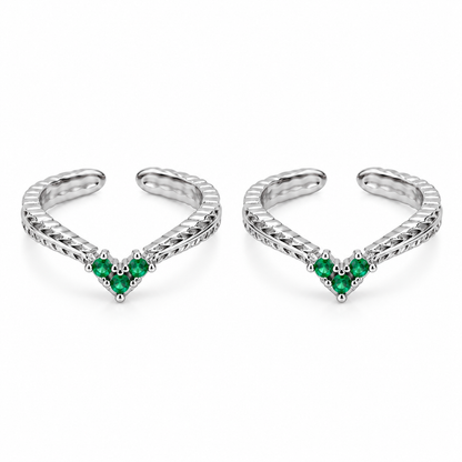 Emerald Whisper Gold Toe Rings