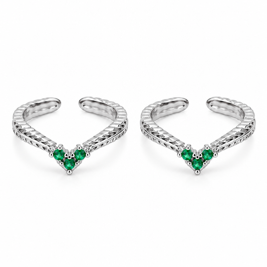Emerald Whisper Gold Toe Rings