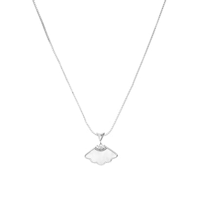 Elegant Fan Pendant Silver Necklace - 925 Silver