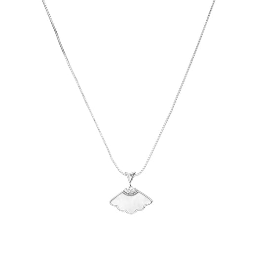 Elegant Fan Pendant Silver Necklace - 925 Silver