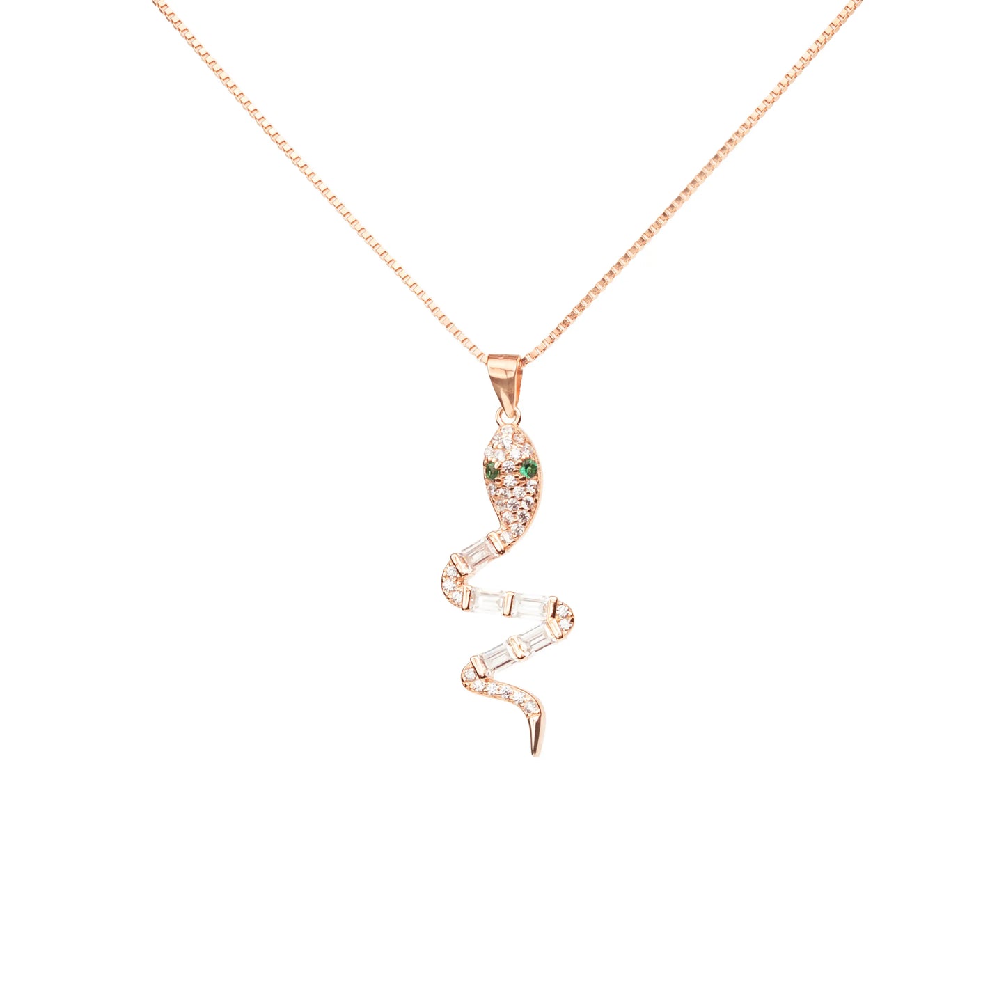 Serpent Shine Rose Gold Pendant Necklace - 925 Silver
