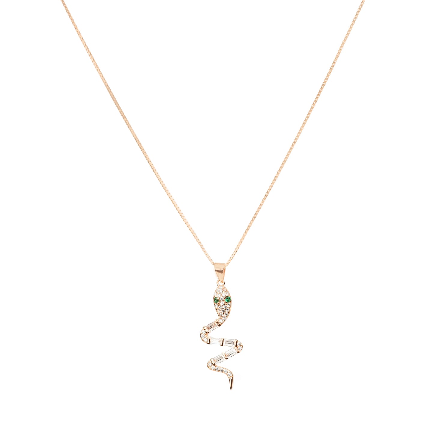 Serpent Shine Rose Gold Pendant Necklace - 925 Silver