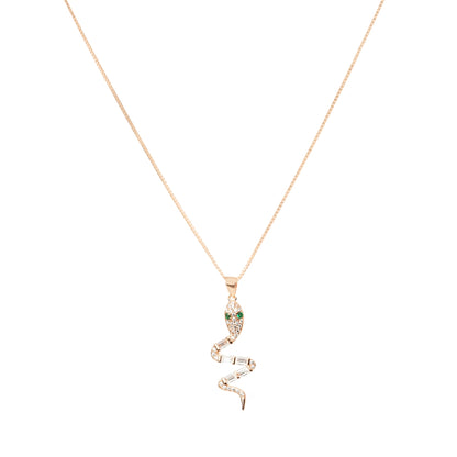 Serpent Shine Rose Gold Pendant Necklace - 925 Silver
