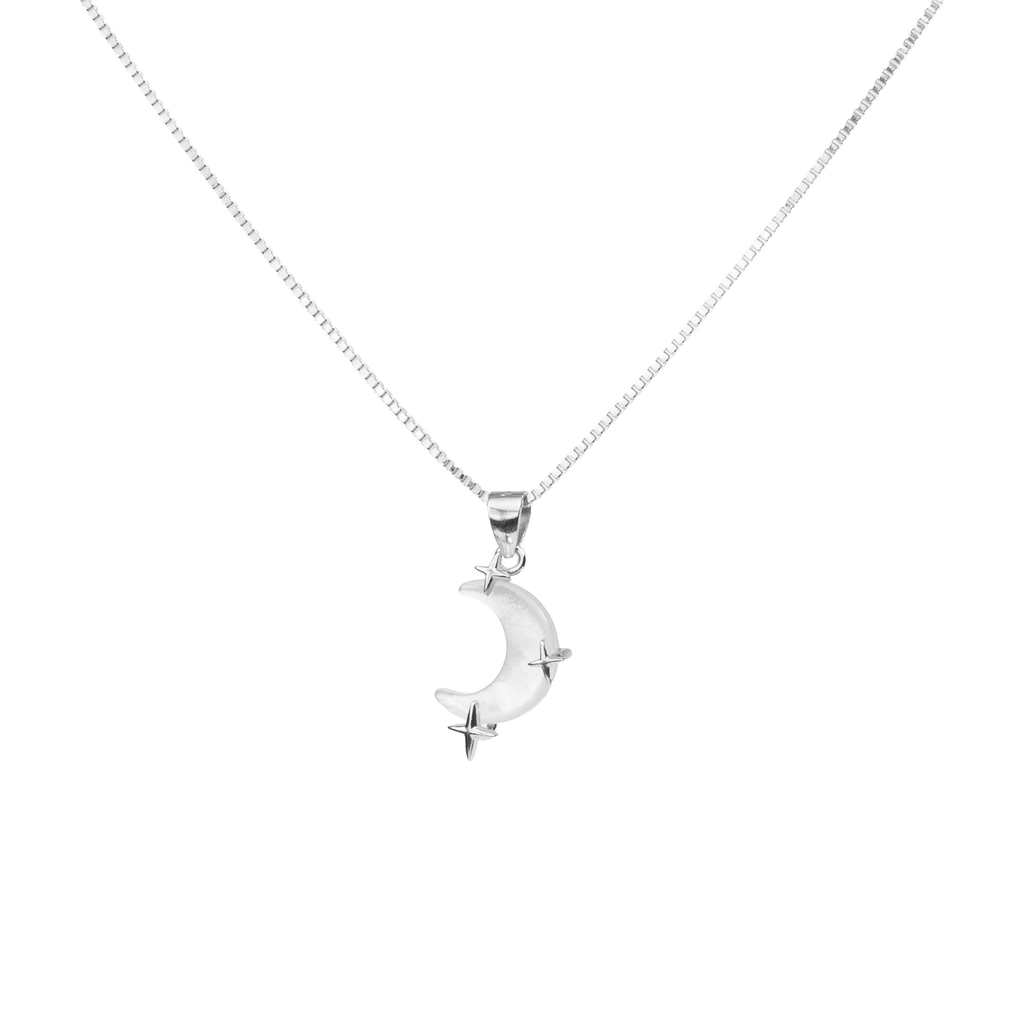 Lunar Glow Crescent Moon Necklace - 925 Silver