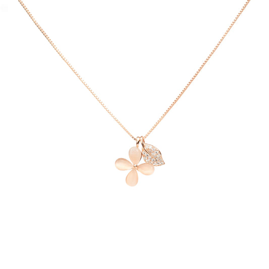Blush Bloom Floral Necklace - 925 Silver