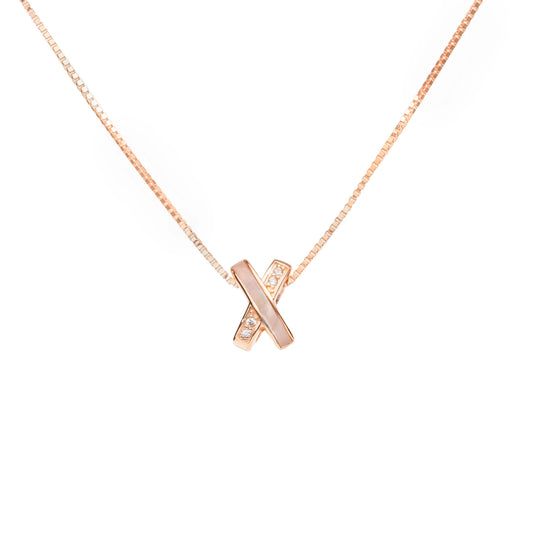 Criss Cross Elegance Pendant Necklace - 925 Silver