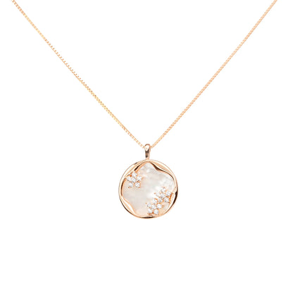 Celestial Bloom Mother-of-Pearl Pendant Necklace - 925 Silver