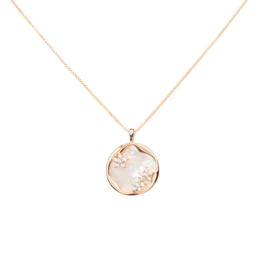 Celestial Bloom Mother-of-Pearl Pendant Necklace - 925 Silver