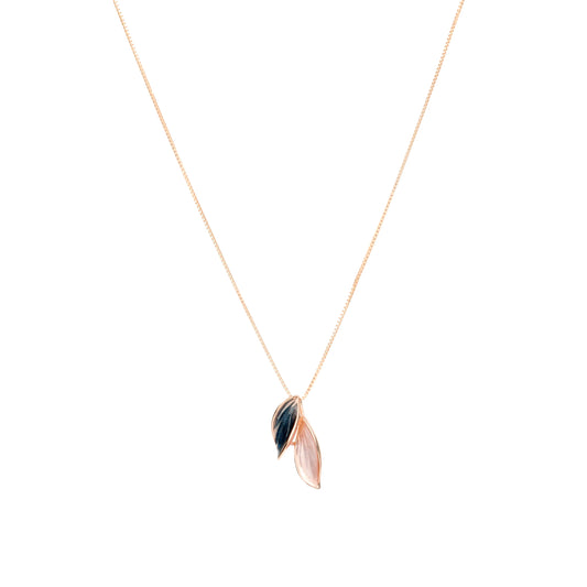 Whispering Leaves Rose Gold Pendant Necklace - 925 Silver