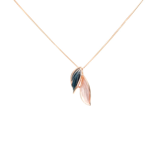 Whispering Leaves Rose Gold Pendant Necklace - 925 Silver