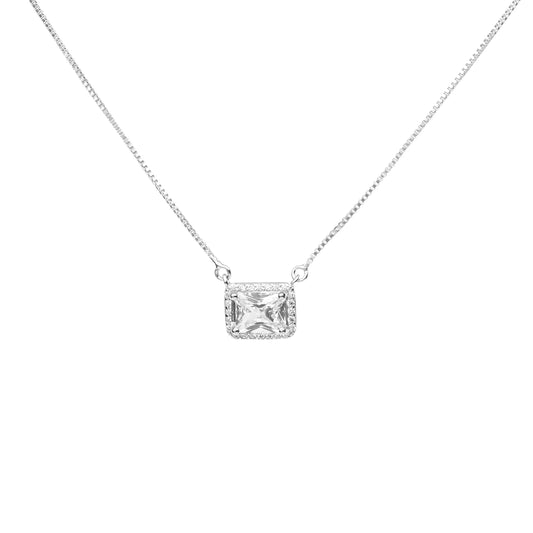 Radiant Halo Solitaire Necklace - 925 Silver