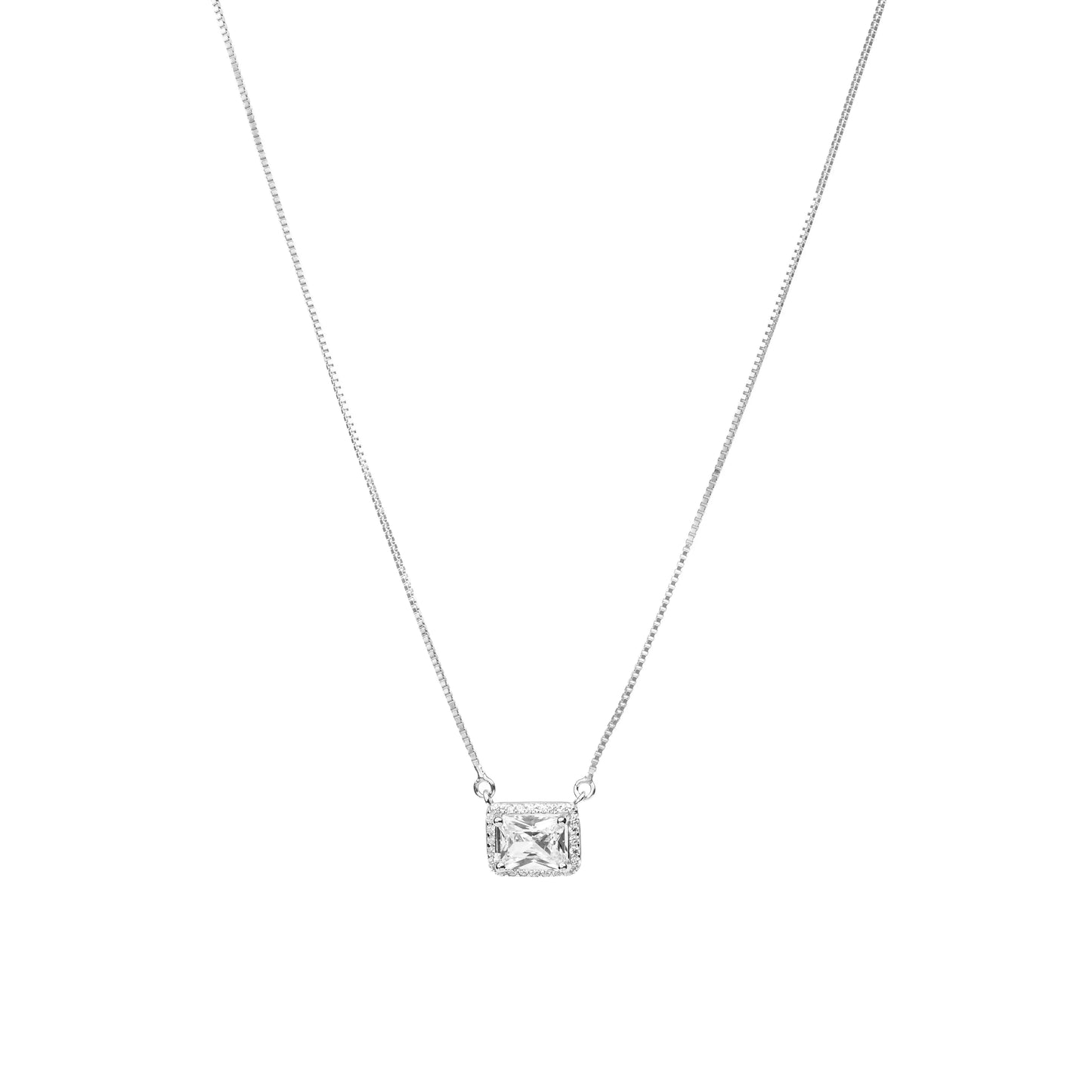 Radiant Halo Solitaire Necklace - 925 Silver
