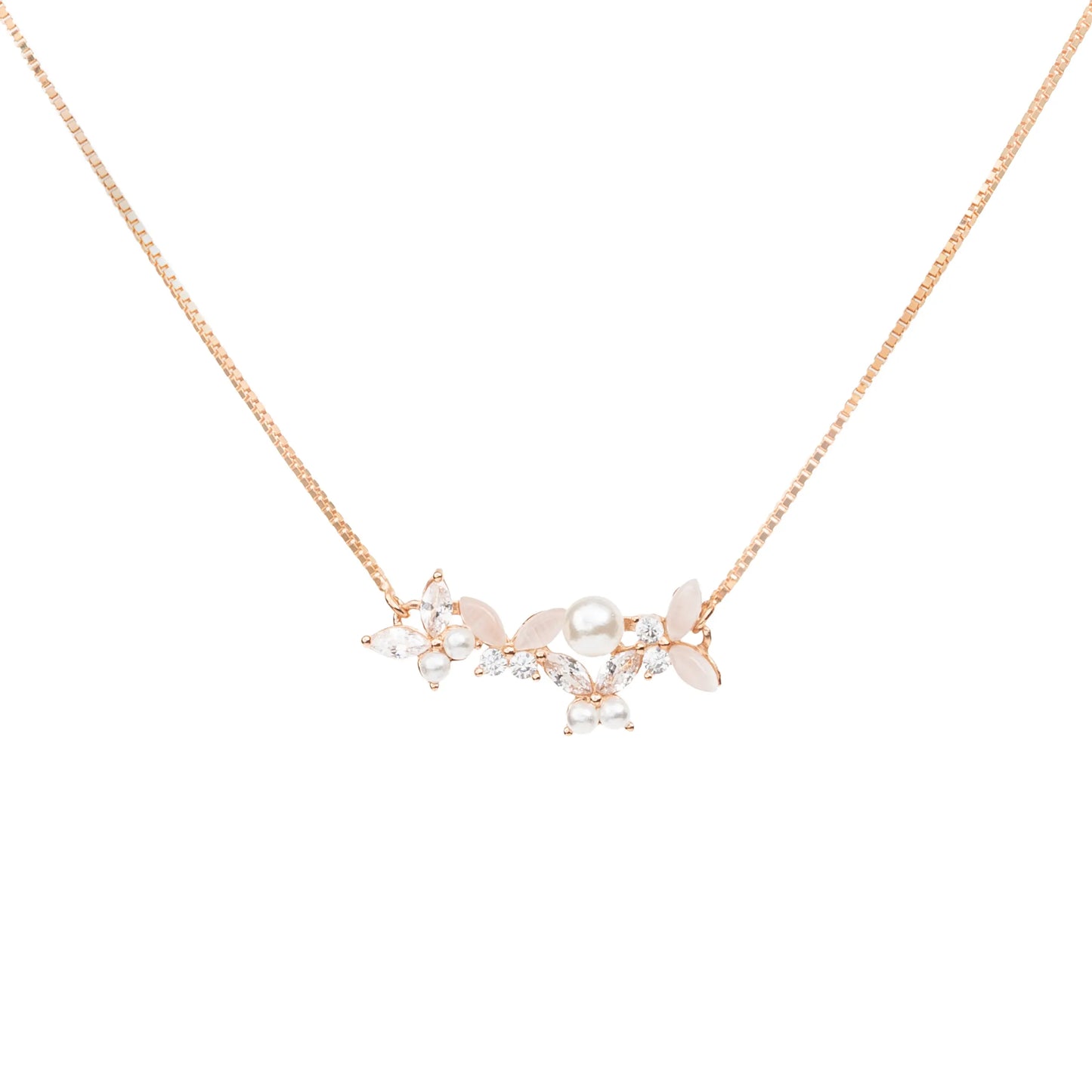 Blossom Grace Rose Gold Pendant Necklace - 925 Silver