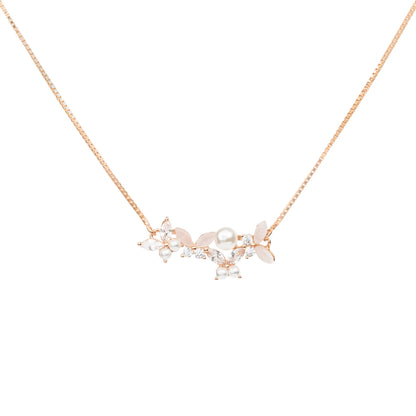 Blossom Grace Rose Gold Pendant Necklace - 925 Silver