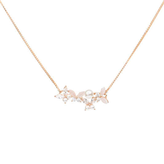 Blossom Grace Rose Gold Pendant Necklace - 925 Silver