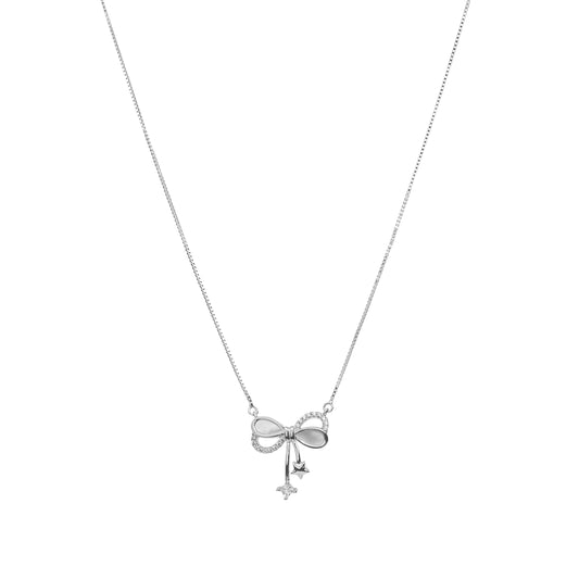 Starlit Bow Silver Necklace - 925 Silver