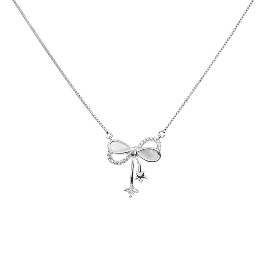 Starlit Bow Silver Necklace - 925 Silver