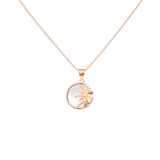 Golden Dawn Rose Gold Sun Pendant Necklace - 925 Silver