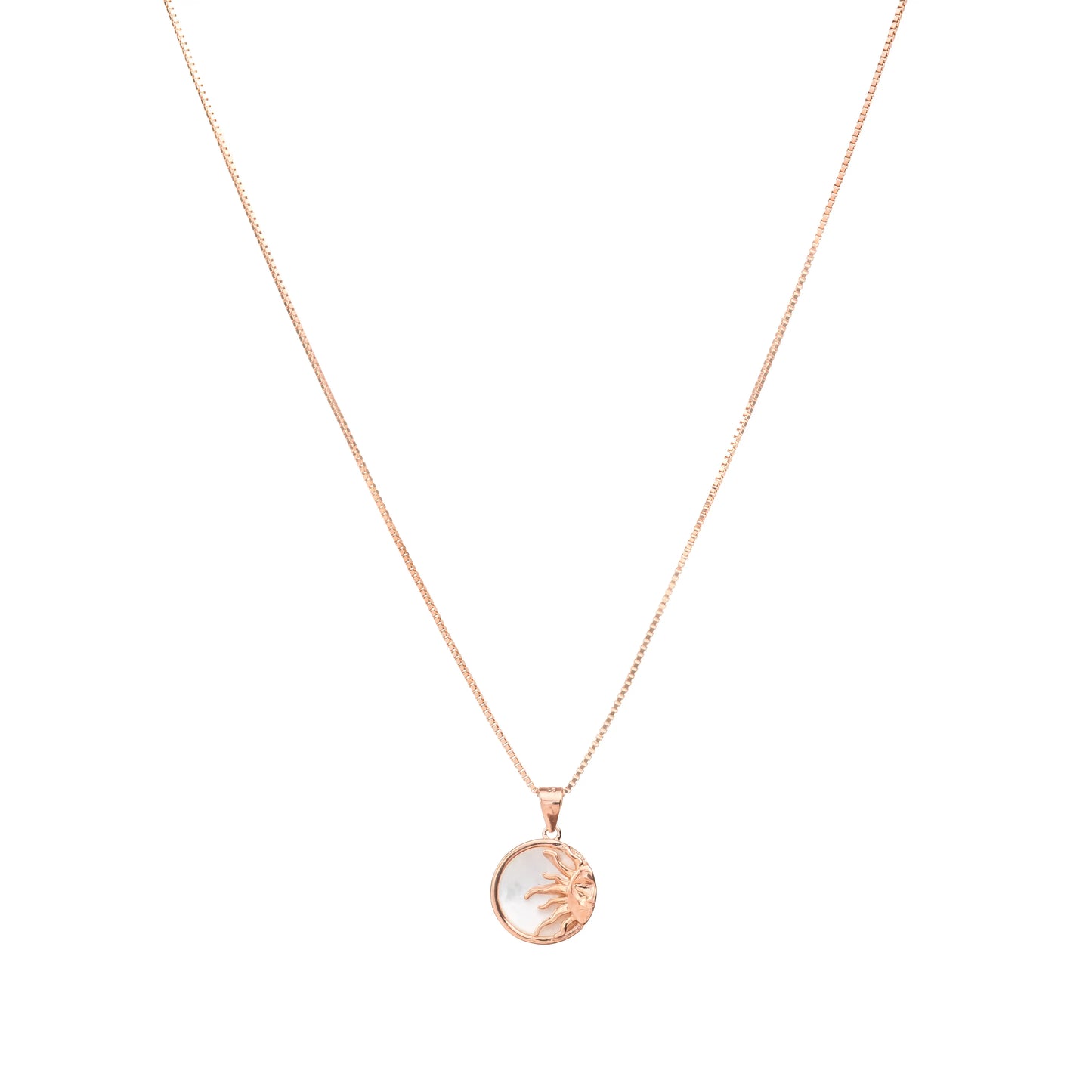 Golden Dawn Rose Gold Sun Pendant Necklace - 925 Silver