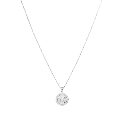 Floral Embrace Medallion Necklace - 925 Silver