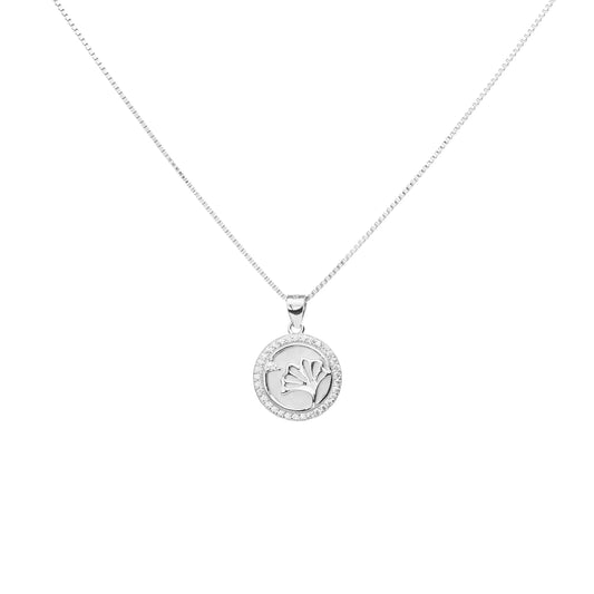 Floral Embrace Medallion Necklace - 925 Silver