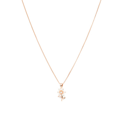 Pearl Petal Bloom Rose Gold Necklace - 925 Silver