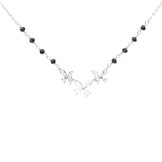 Crystal Bloom Mangalsutra Necklace - 925 Silver