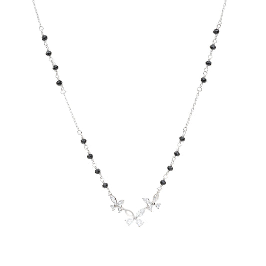 Crystal Bloom Mangalsutra Necklace - 925 Silver