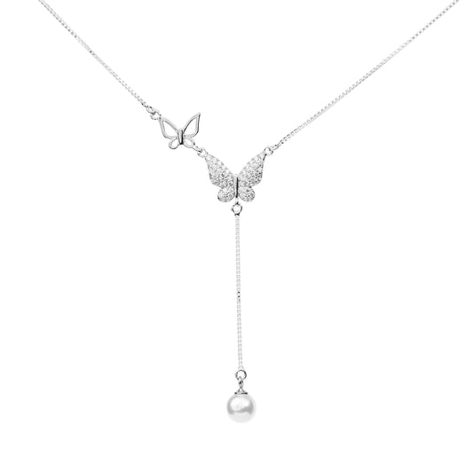 Pearl Flutter Necklace - 925 Silver