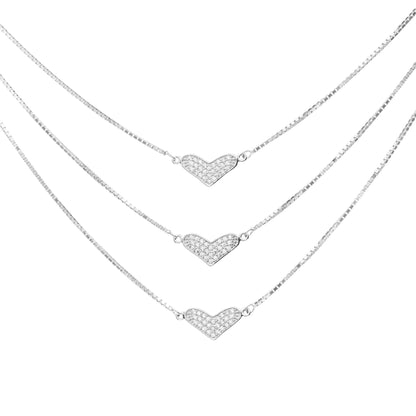 Triple Hearts Radiance Necklace - 925 Silver