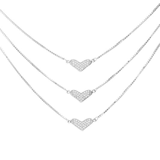 Triple Hearts Radiance Necklace - 925 Silver