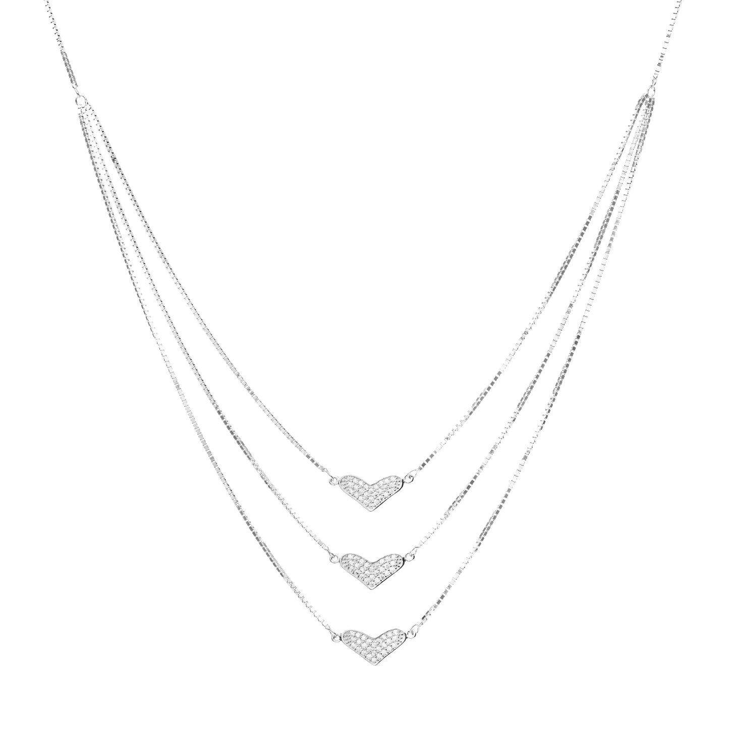 Triple Hearts Radiance Necklace - 925 Silver