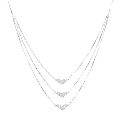 Triple Hearts Radiance Necklace - 925 Silver