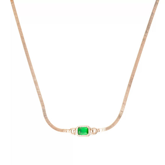 Emerald Embrace Necklace - 925 Silver