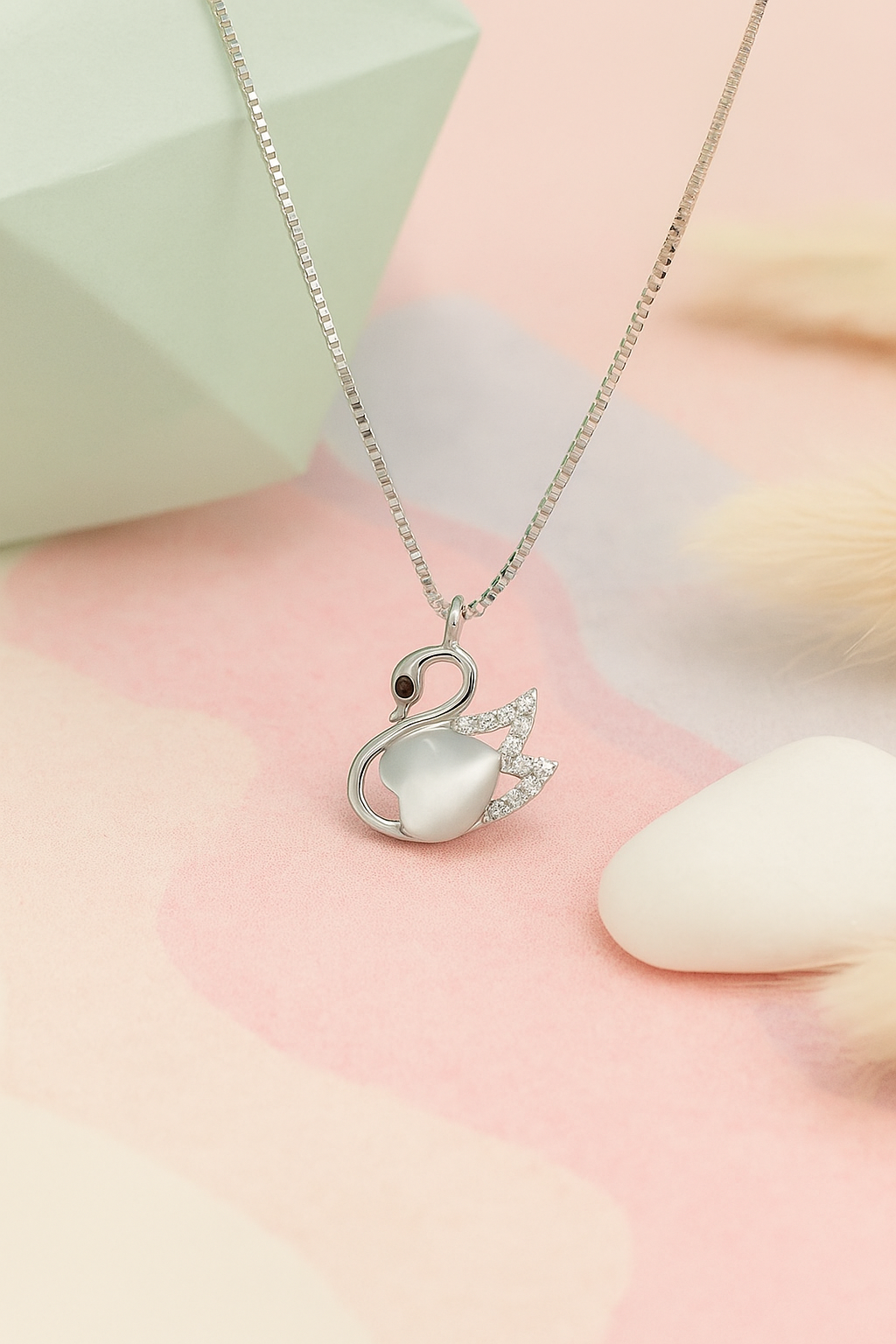 Swan Serenade Silver Necklace