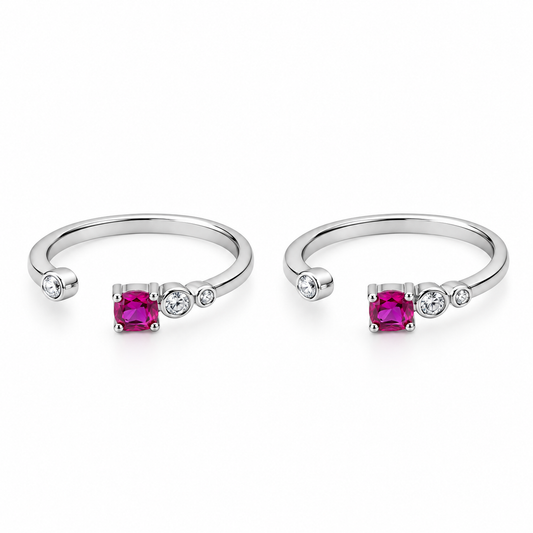 Ruby Spark Adjustable Toe Ring-925 Silver