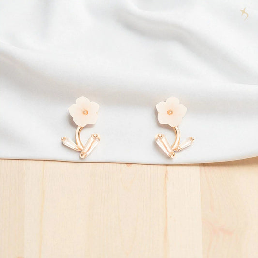 Petal Poise Rose Gold Earrings - 925 Silver
