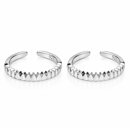 Silver 92.5 Textured Wave Adjustable Toe Ring