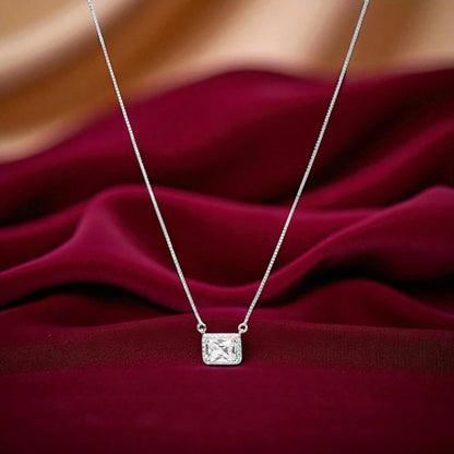 Radiant Halo Solitaire Necklace - 925 Silver