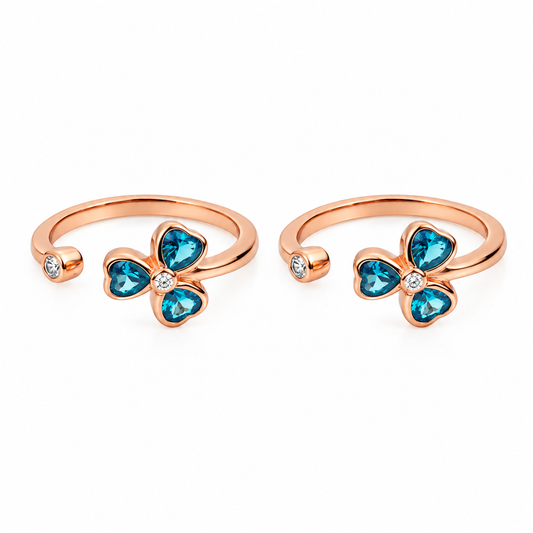 Azure Blossom 925 Silver Adjustable Toe Ring (Rose Gold Finish)