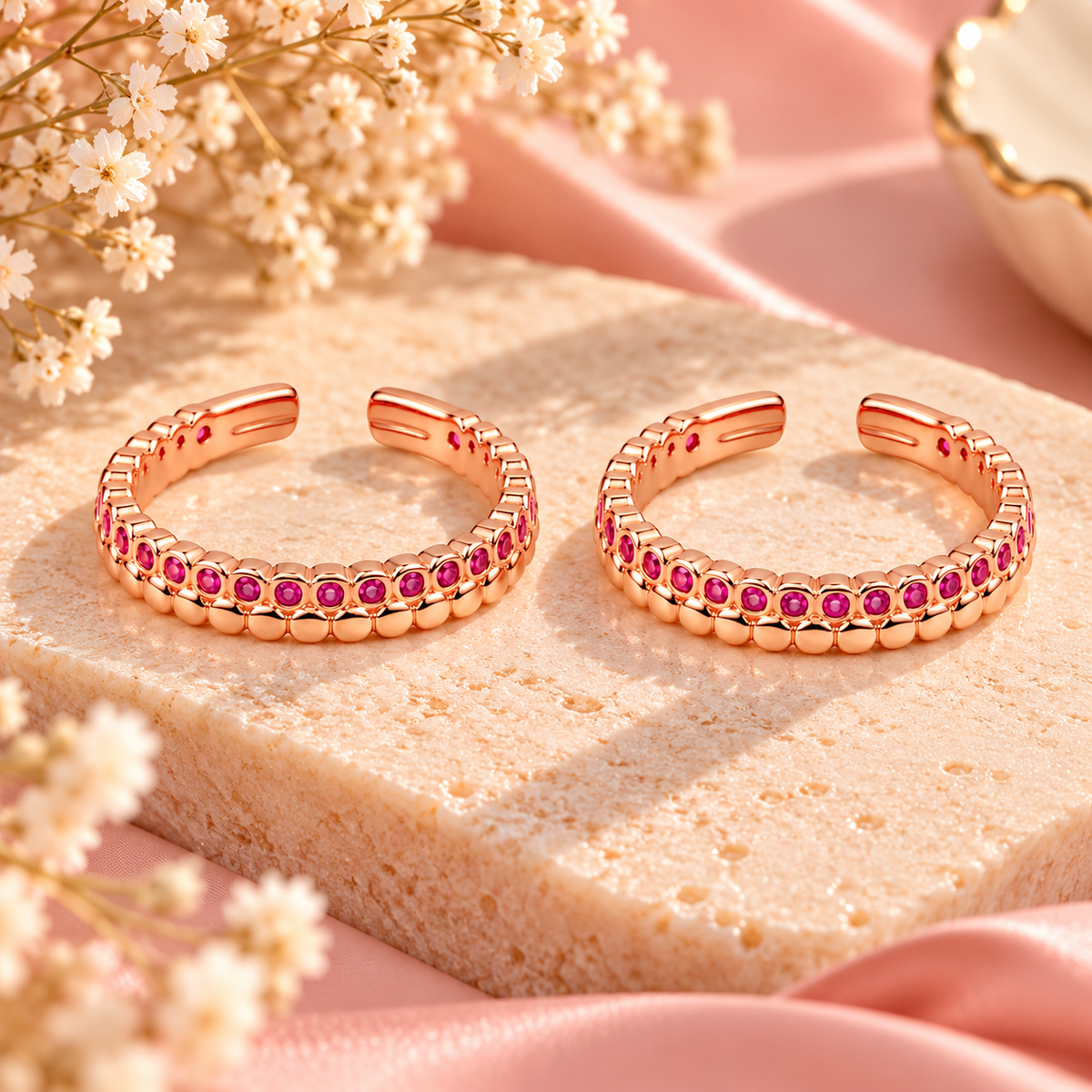 Rosé Sparkle 925 Silver Adjustable Toe Ring