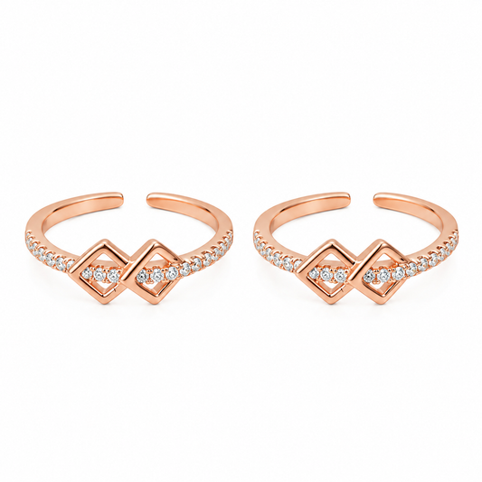 Bloomora 925 Silver Adjustable Toe Ring – Rose Gold Finish