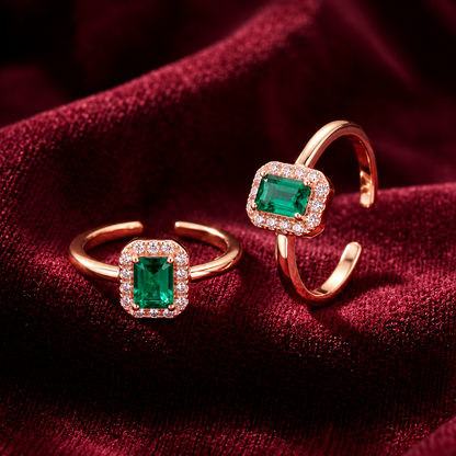 Emerald Halo 925 Silver Adjustable Toe Ring