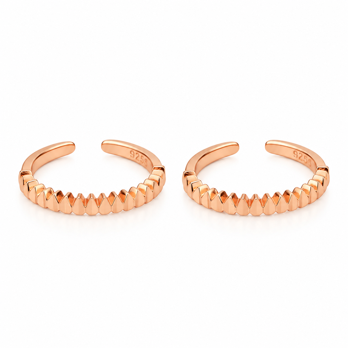 Silver 92.5 Textured Wave Adjustable Toe Ring
