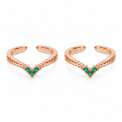 Emerald Whisper Gold Toe Rings