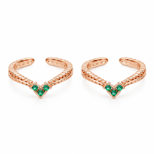 Emerald Whisper Gold Toe Rings