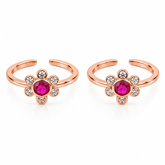 Ruby Bloom Silver 92.5 Toe Rings