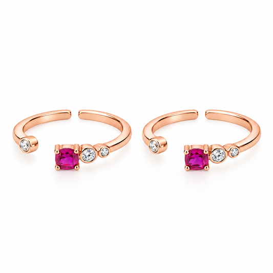 Ruby Spark Adjustable Toe Ring-925 Silver